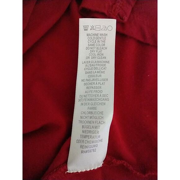 Adrianna Papell Tunic Top Women's Size M Red Knit 3/4 Sleeve Shark Bite Pullover - Picture 9 of 12